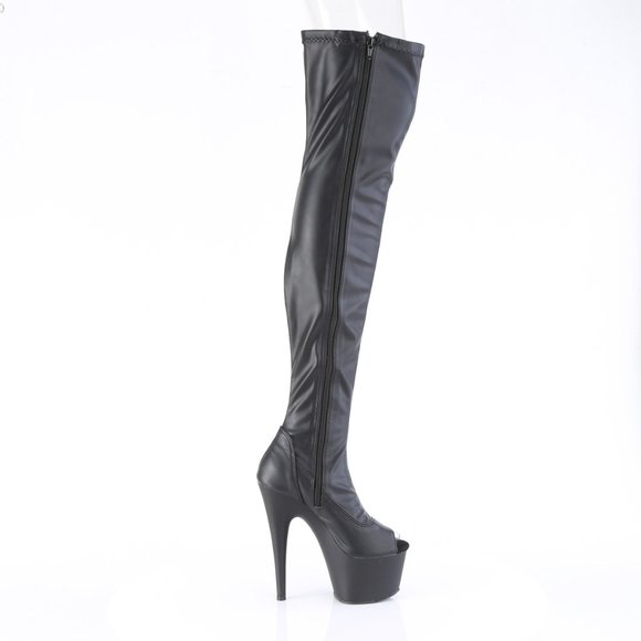 Pleaser Adore 3011 Black PU Leather Platform Thigh High Boots - Picture 5 of 5
